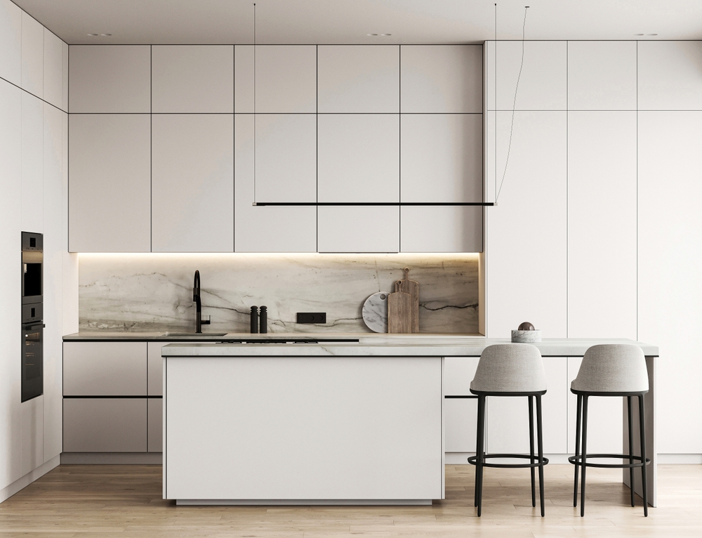 Modern,Nature,Style,White,Kitchen,Interior,Design,With,Island,And